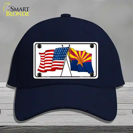 Arizona American Crossed Flags Novelty License Plate Hat Cotton / Navy