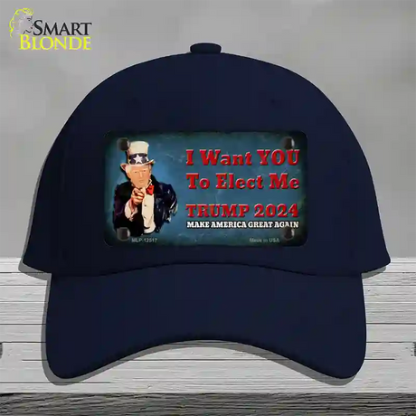 I Want You to Elect Me Trump 2024 Novelty License Plate Hat Cotton / Navy