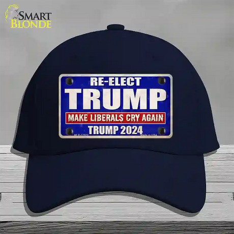 Re-Elect Trump 2024 Blue Novelty License Plate Hat Cotton / Navy