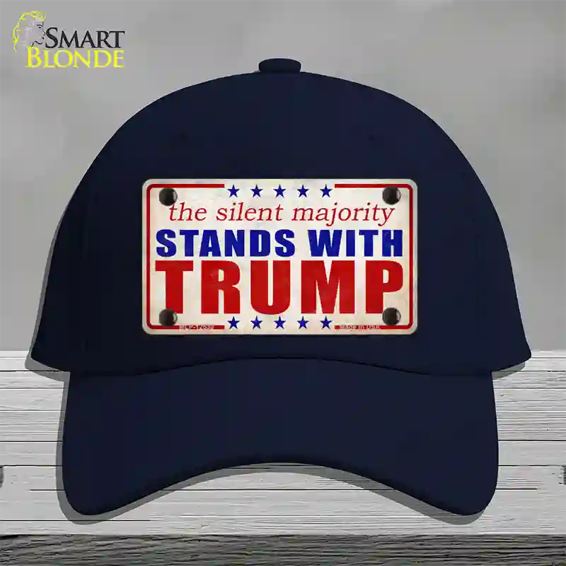 Silent Majority Stands with Trump Novelty License Plate Hat Cotton / Navy