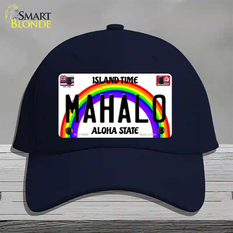 Mahalo Hawaii Novelty License Plate Hat Cotton / Navy