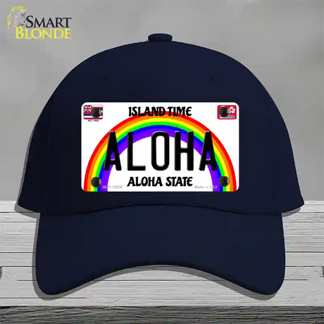 Aloha Hawaii Novelty License Plate Hat Cotton / Navy