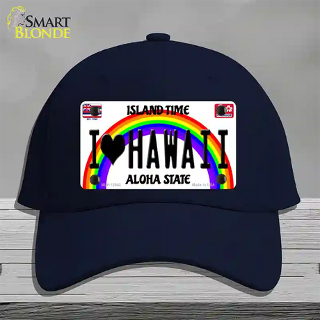 I Love Hawaii Novelty License Plate Hat Cotton / Navy