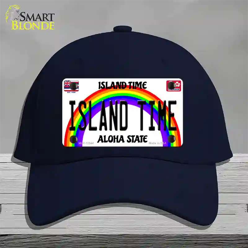 Island Time Hawaii Novelty License Plate Hat Cotton / Navy