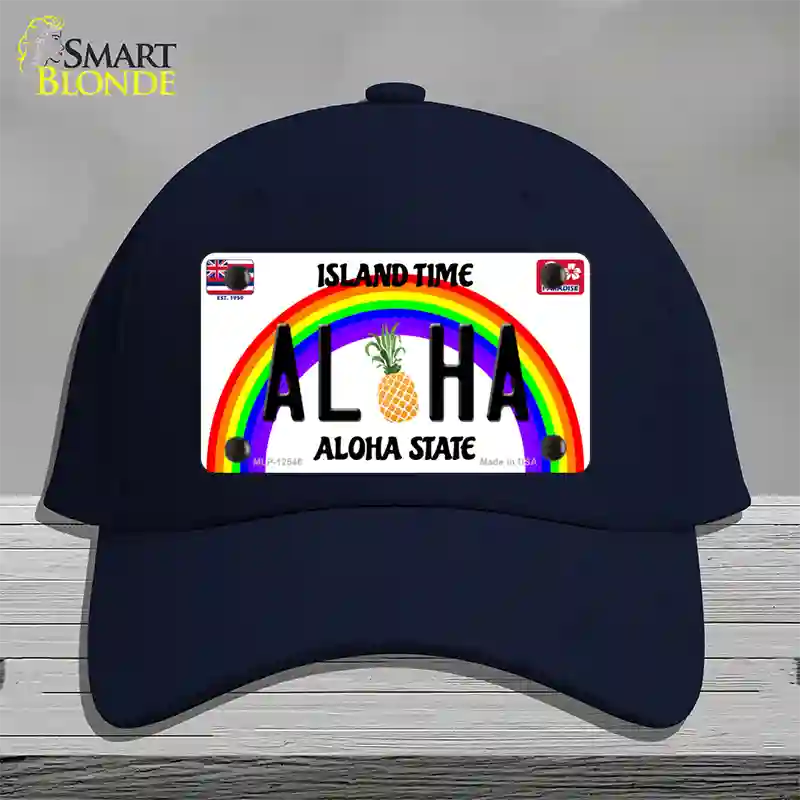 Aloha Pineapple Hawaii Novelty License Plate Hat Cotton / Navy