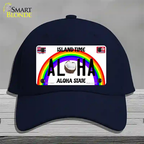 Aloha Coconut Hawaii Novelty License Plate Hat Cotton / Navy