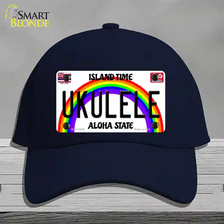 Ukulele Hawaii Novelty License Plate Hat Cotton / Navy