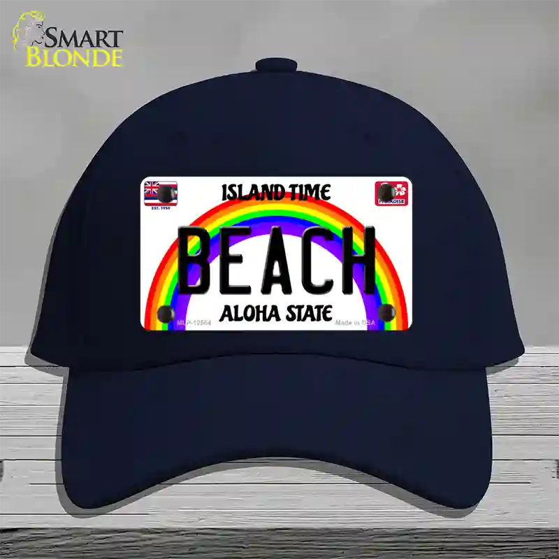 Beach Hawaii Novelty License Plate Hat Cotton / Navy