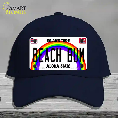 Beach Bum Hawaii Novelty License Plate Hat Cotton / Navy