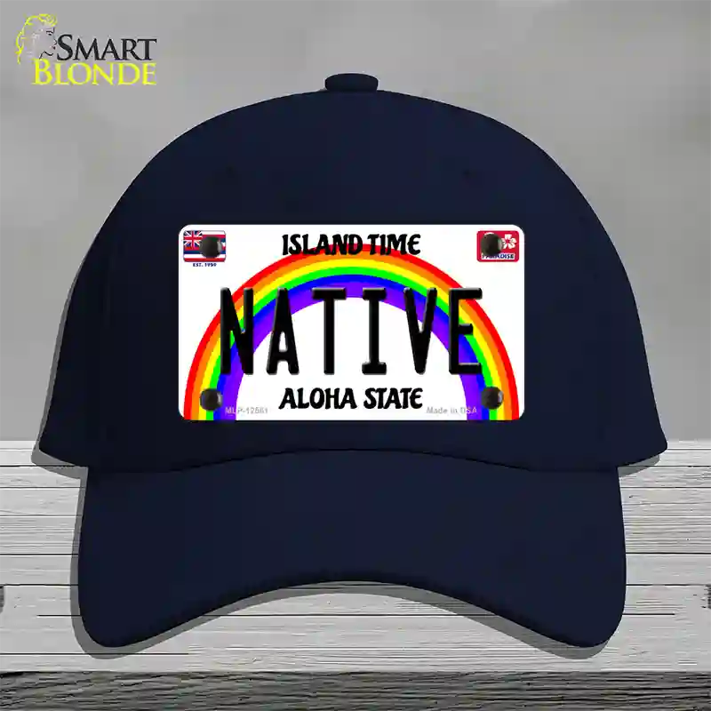 Native Hawaii Novelty License Plate Hat Cotton / Navy