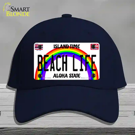 Beach Life Hawaii Novelty License Plate Hat Cotton / Navy