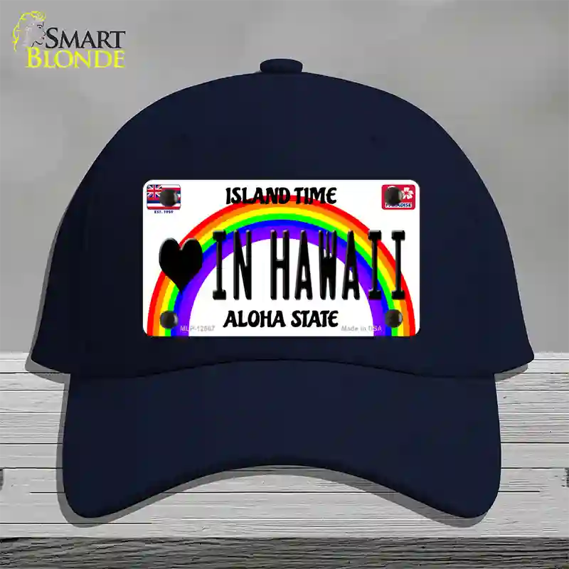 Love In Hawaii Novelty License Plate Hat Cotton / Navy