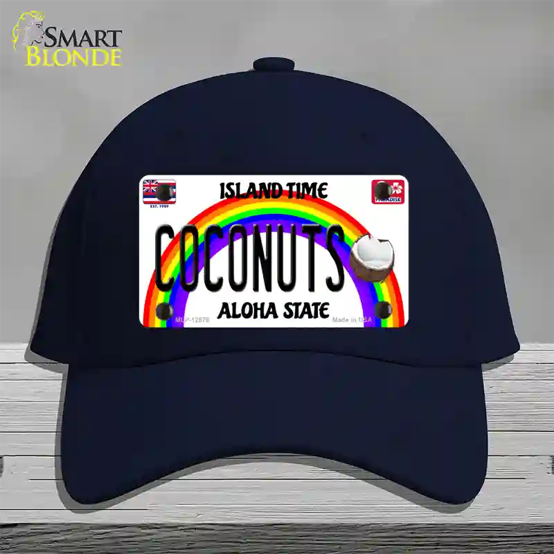 Coconuts Hawaii Novelty License Plate Hat Cotton / Navy