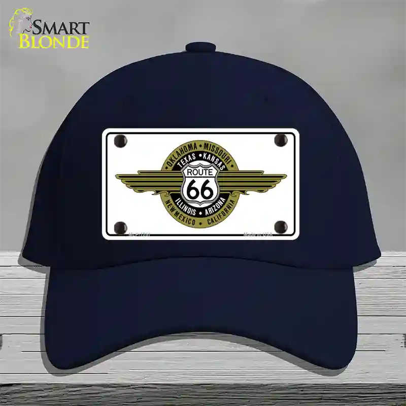 Route 66 Shield Emblem Novelty License Plate Hat Cotton / Navy