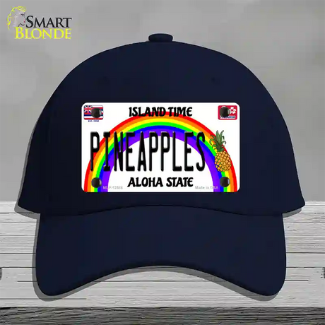 Pineapples Hawaii Novelty License Plate Hat Cotton / Navy