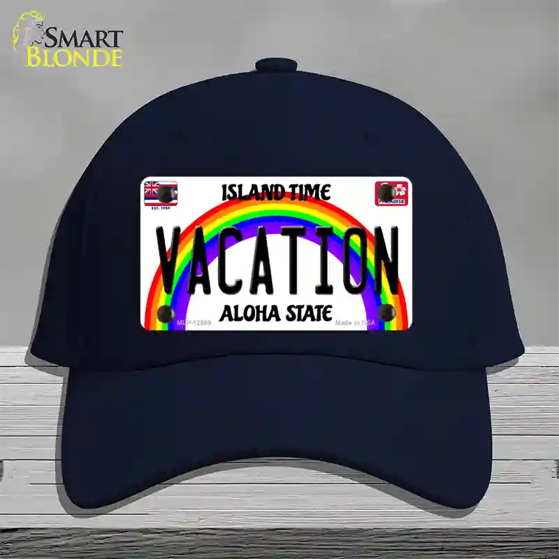 Vacation Hawaii Novelty License Plate Hat Cotton / Navy