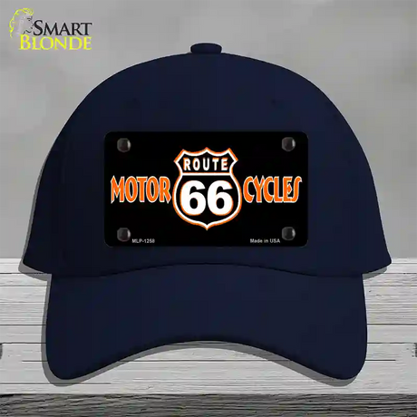 Route 66 Motorcycles Novelty License Plate Hat Cotton / Navy