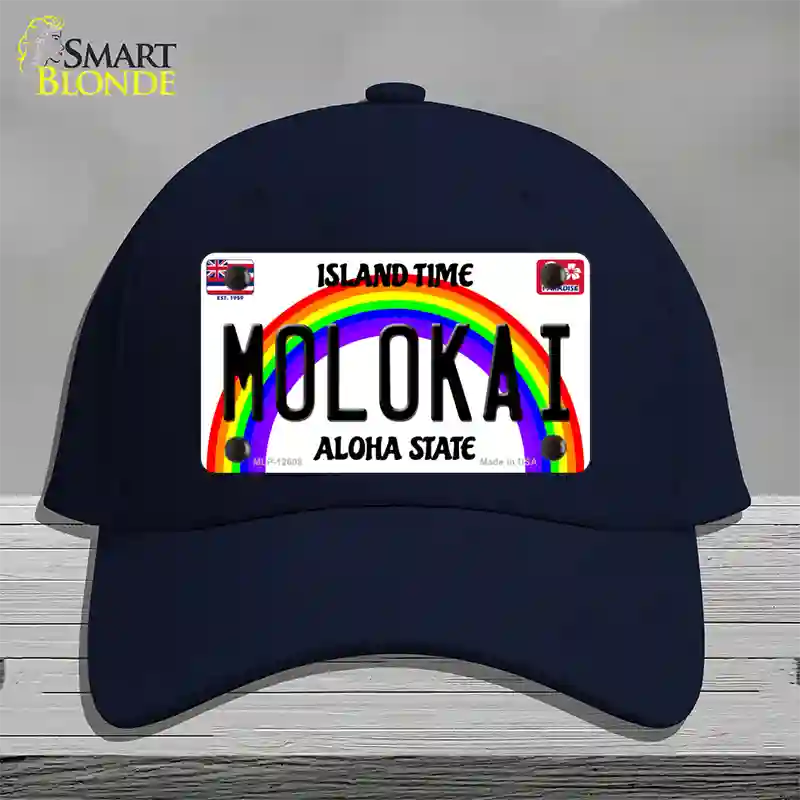 Molokai Hawaii Novelty License Plate Hat Cotton / Navy