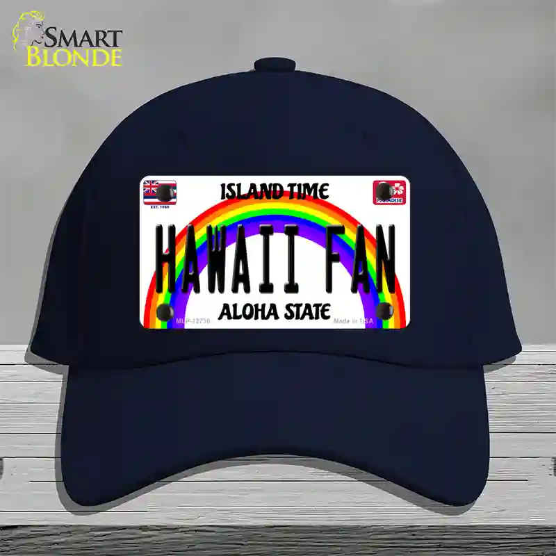 Hawaii Fan Novelty License Plate Hat Cotton / Navy