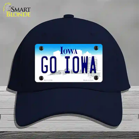 Go Iowa Novelty License Plate Hat Tag Cotton / Navy