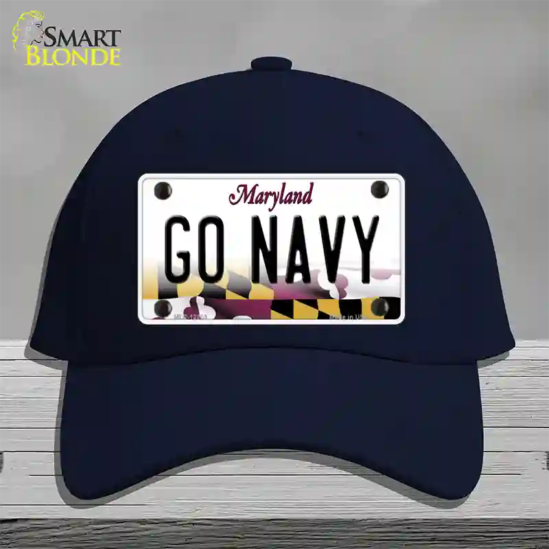 Go Navy Novelty License Plate Hat Tag Cotton / Navy