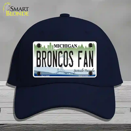 Broncos Fan Michigan Novelty License Plate Hat Cotton / Navy