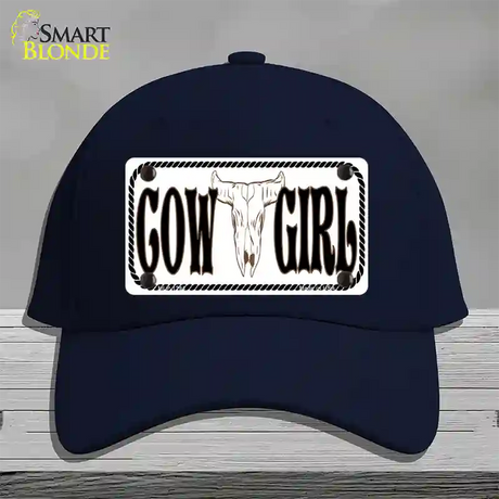 Cowgirl with Skull Novelty License Plate Hat Cotton / Navy