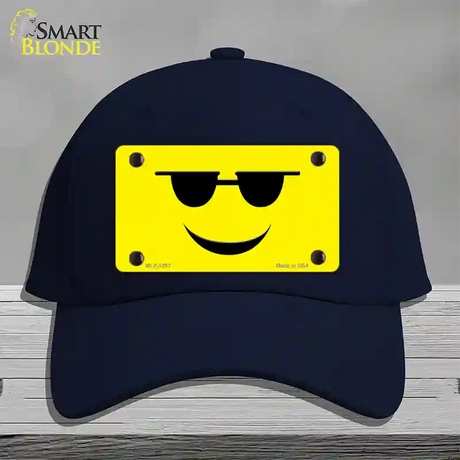 Sunglasses Cool Smiley Novelty License Plate Hat Cotton / Navy