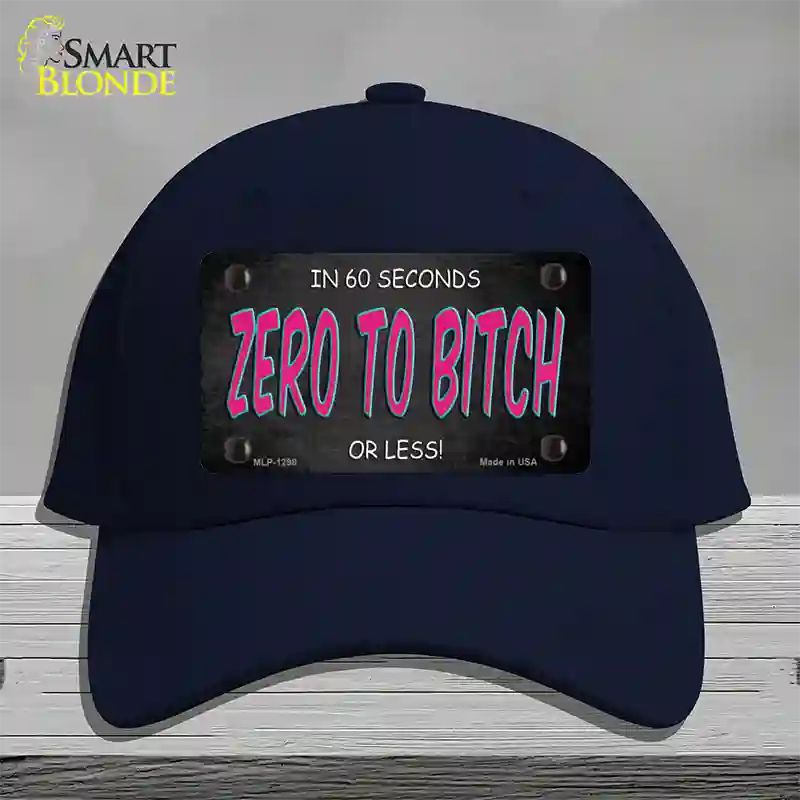 Zero To Bitch Novelty License Plate Hat Cotton / Navy