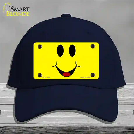 Happy Smiley Novelty License Plate Hat Cotton / Navy