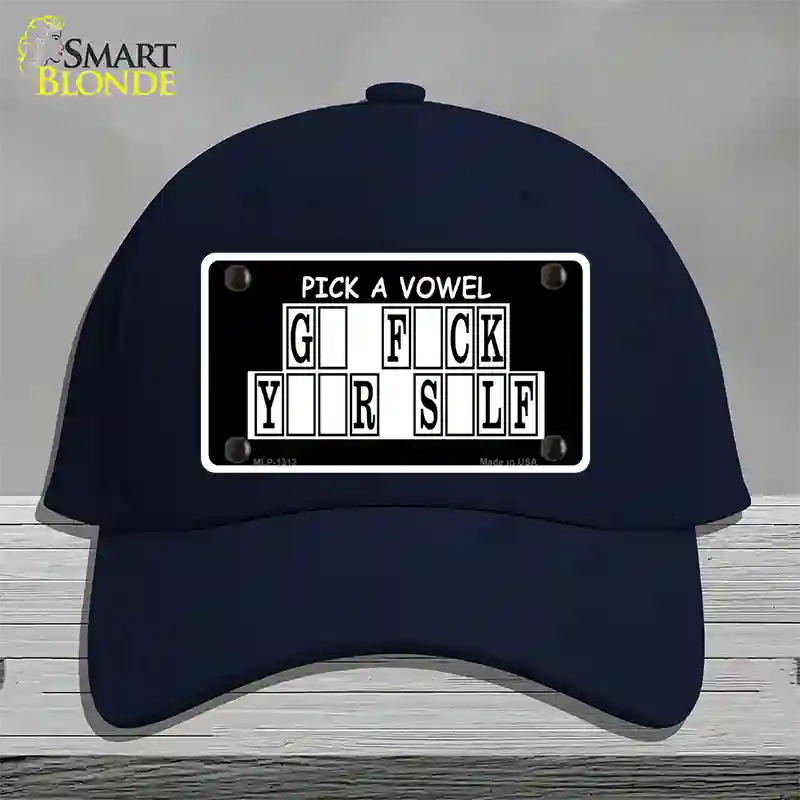 Pick A Vowel Novelty License Plate Hat Cotton / Navy