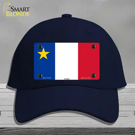 Acadian Canada Flag Novelty License Plate Hat Cotton / Navy