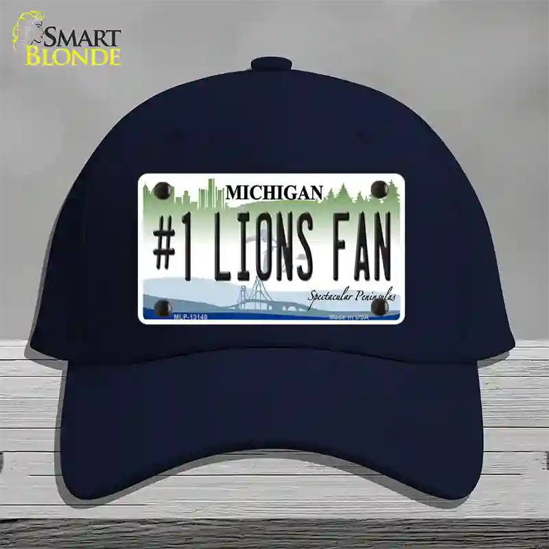 Number 1 Lions Fan Novelty License Plate Hat Tag Cotton / Navy