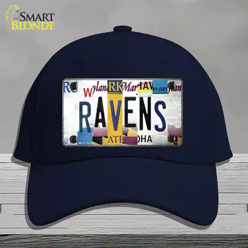 Ravens Strip Art Novelty License Plate Hat Tag Cotton / Navy