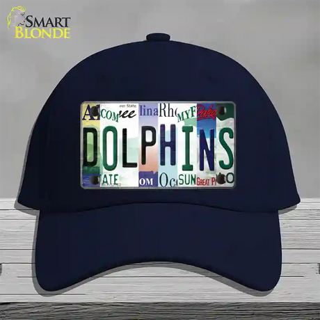 Dolphins Strip Art Novelty License Plate Hat Tag Cotton / Navy