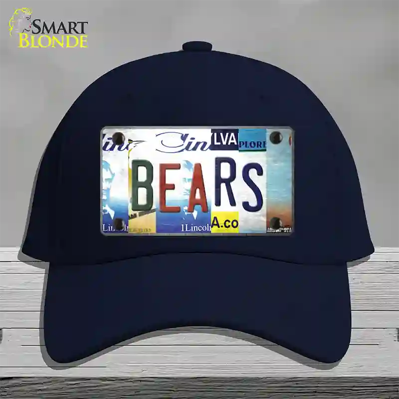 Bears Strip Art Novelty License Plate Hat Tag Cotton / Navy