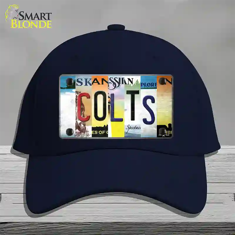 Colts Strip Art Novelty License Plate Hat Tag Cotton / Navy