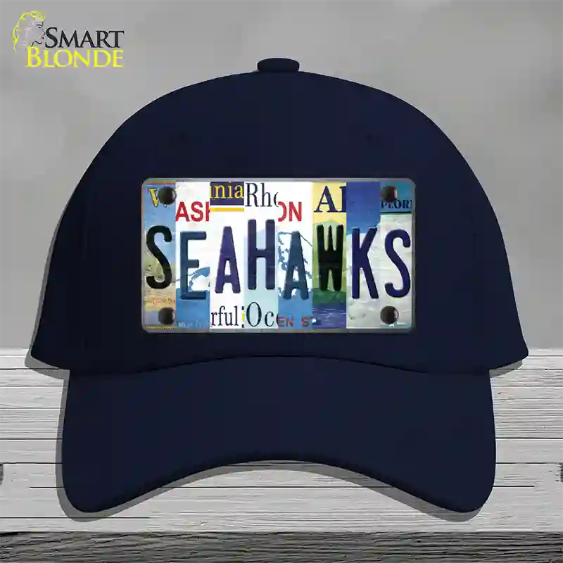 Seahawks Strip Art Novelty License Plate Hat Tag Cotton / Navy