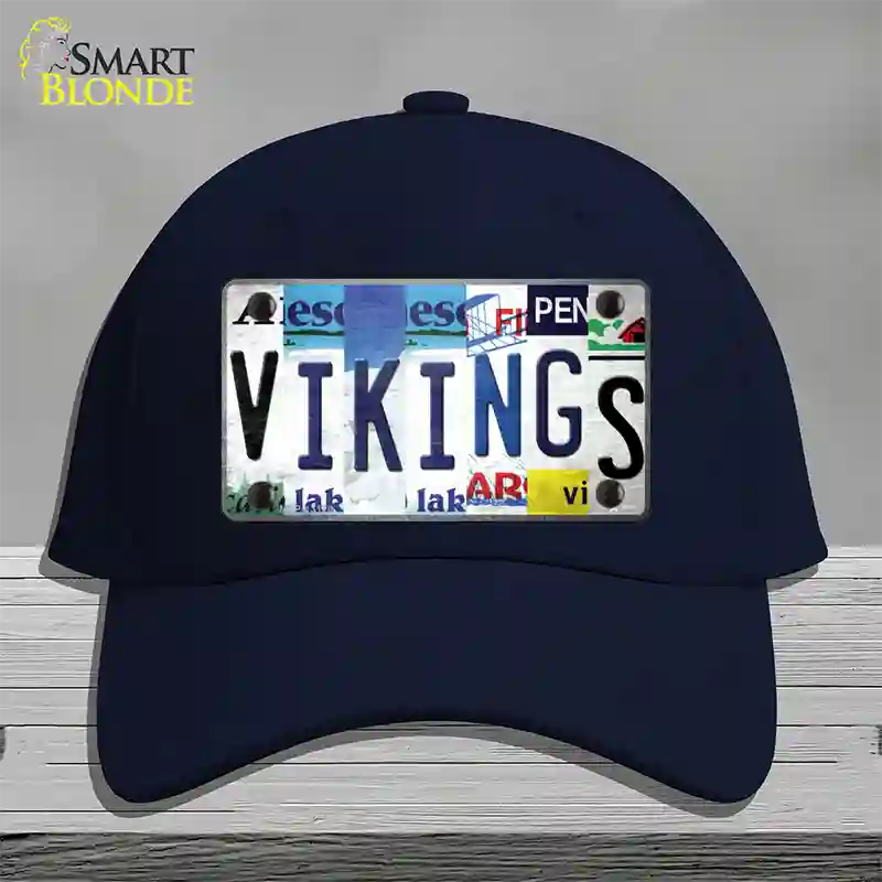 Vikings Strip Art Novelty License Plate Hat Tag Cotton / Navy