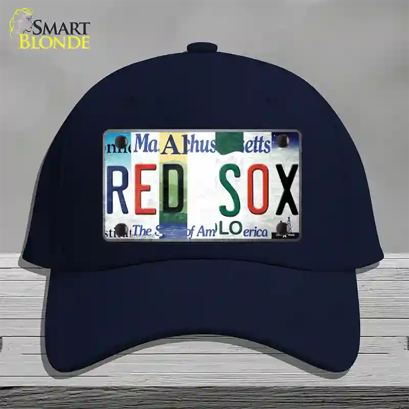 Red Sox Strip Art Novelty License Plate Hat Tag Cotton / Navy