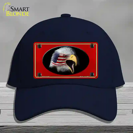 American Flag Eagle Red Novelty License Plate Hat Cotton / Navy