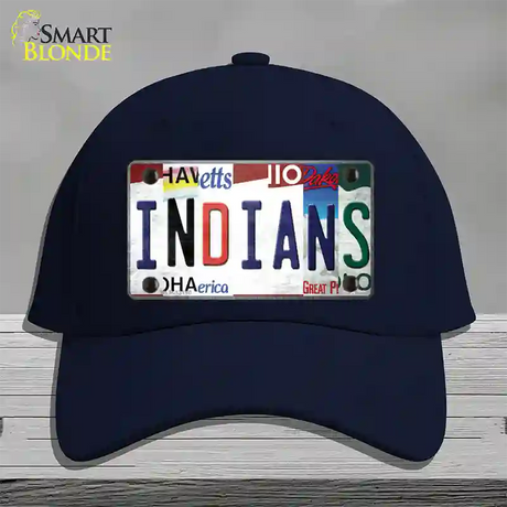 Indians Strip Art Novelty License Plate Hat Tag Cotton / Navy