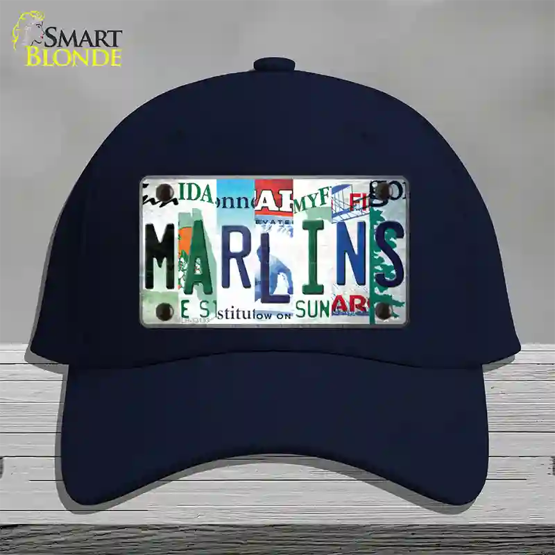 Marlins Strip Art Novelty License Plate Hat Tag Cotton / Navy