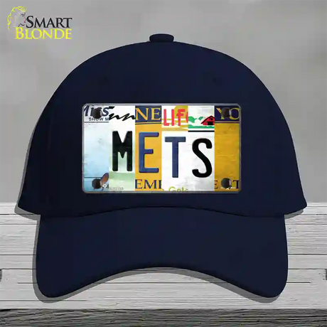 Mets Strip Art Novelty License Plate Hat Tag Cotton / Navy