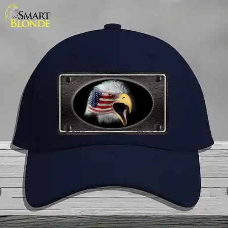 American Flag Eagle Black Novelty License Plate Hat Cotton / Navy