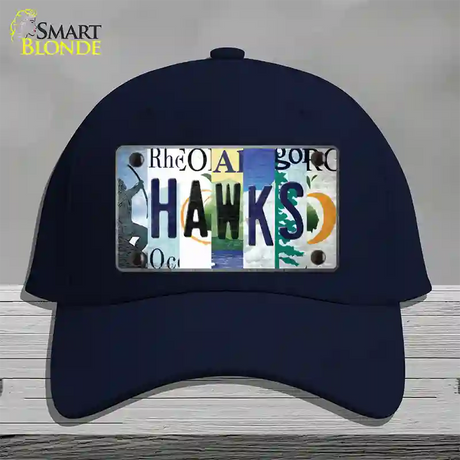 Hawks Strip Art Novelty License Plate Hat Tag Cotton / Navy