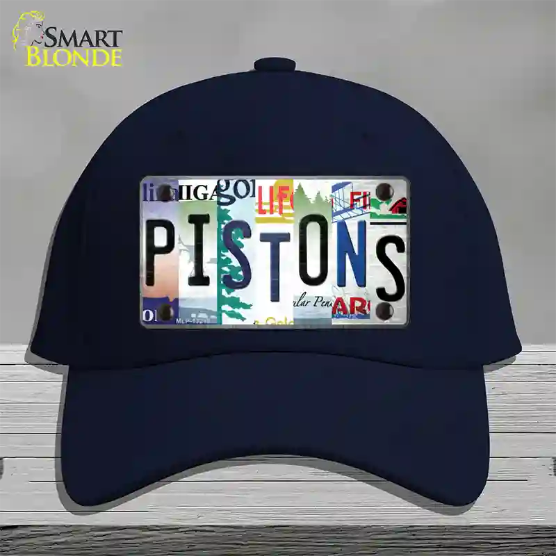 Pistons Strip Art Novelty License Plate Hat Tag Cotton / Navy