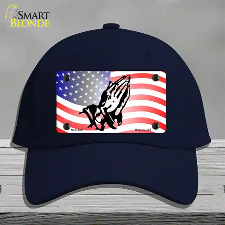 American Flag Praying Hands Novelty License Plate Hat Cotton / Navy