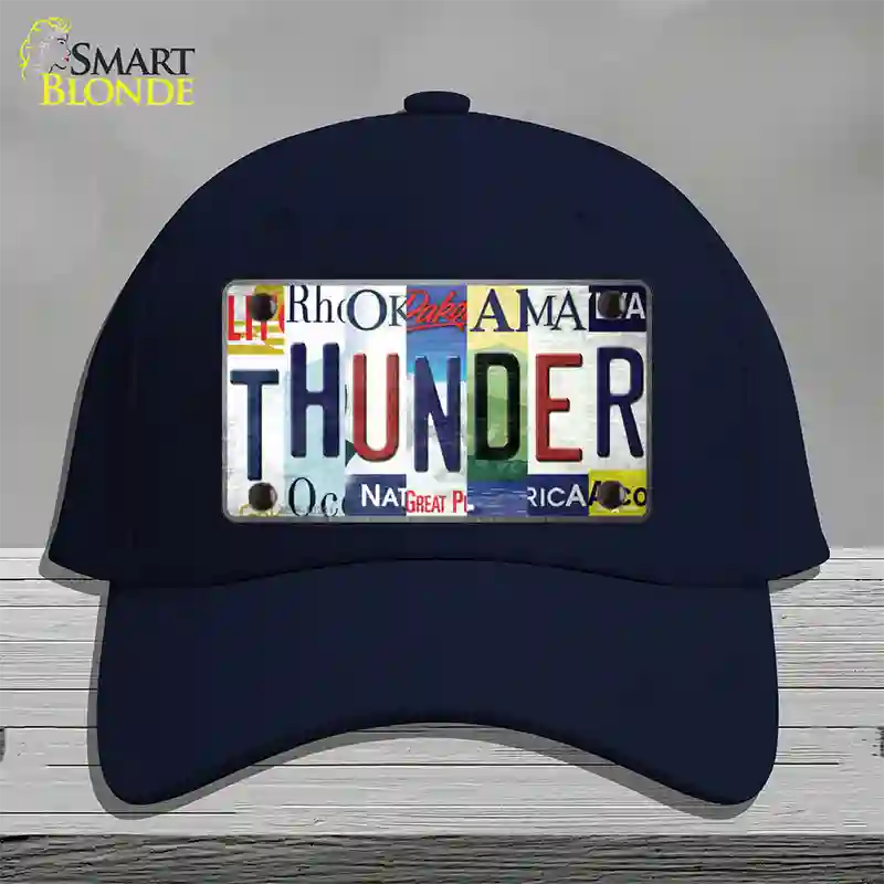 Thunder Strip Art Novelty License Plate Hat Tag Cotton / Navy