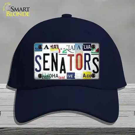 Senators Strip Art Novelty License Plate Hat Tag Cotton / Navy